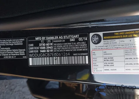 2014 Mercedes-Benz S 550 from USA, damaged, VIN WDDUG8CB7EA061264